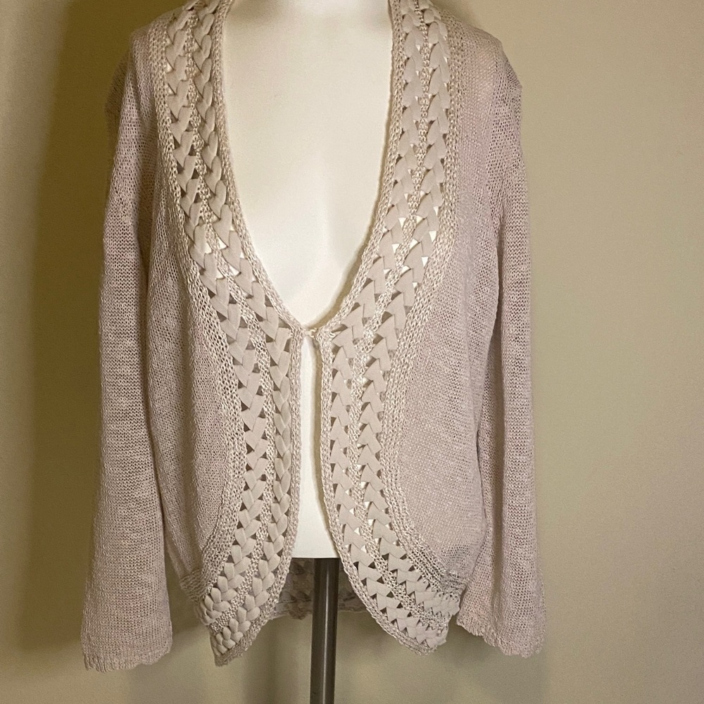 Coldwater Creek Cream Knit Cardigan Sz Med